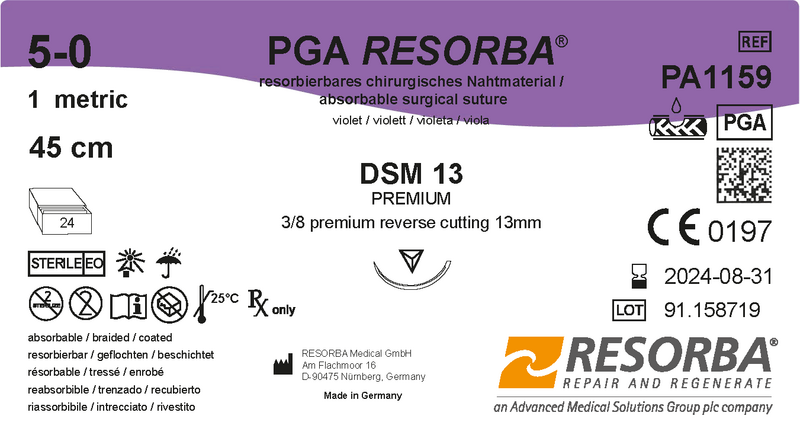 ПГА Ресорба USP3-0 незабарвлен. 45см, звор-ріж голка типу преміум 24мм, 3/8кола